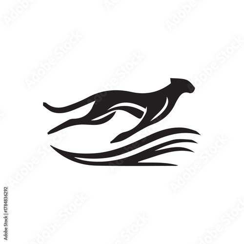 2d Logo of cheetah running fast on white background