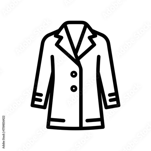 Stylish outline of a woman's coat with lapels and buttons  