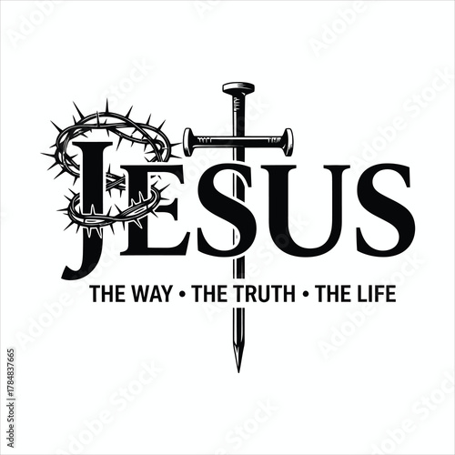 Jesus Crown Cross Faith Design