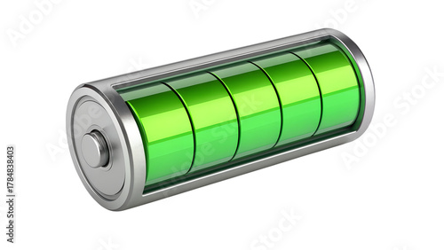 Full battery charge indicator, isolated on transparent background