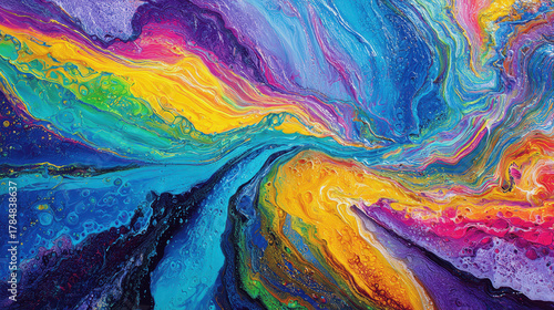 Vibrant Rainbow Fluid Art Background