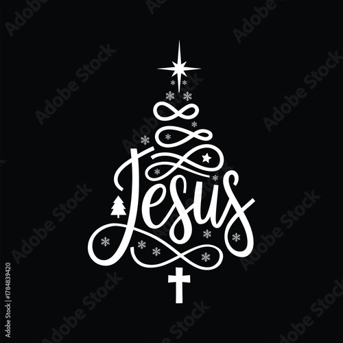 Jesus Christmas Tree Faith Design