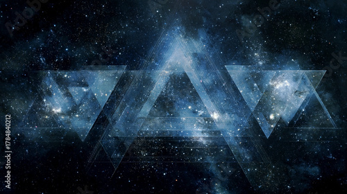 Abstract cosmic ring of light with burning energy particles floating around a dark void on black background