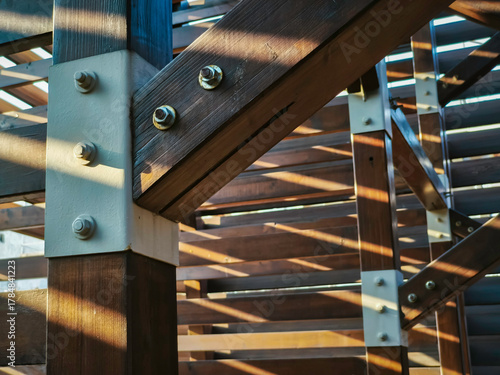 Wooden Construction beam and column connections.