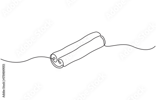 Continuous one line  drawing cinnamon spice, of kitchen spice cinnamon. single line vector illustration.