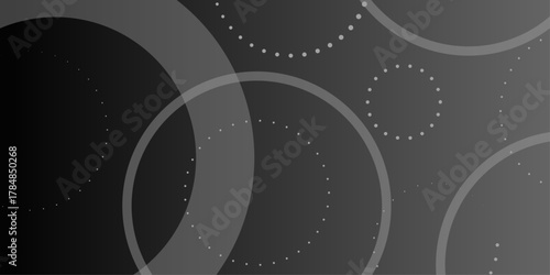 Halftone dots in ring form. Geometric art. circle background. A Striking Dark Background with Luminous Circles Creating a Modern and Elegant Design with Abstract Glowing Orbs .