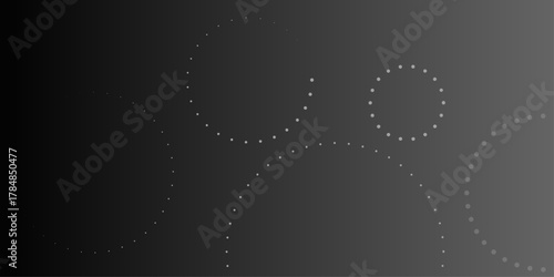 Halftone dots in ring form. Geometric art. circle background. A Striking Dark Background with Luminous Circles Creating a Modern and Elegant Design with Abstract Glowing Orbs .