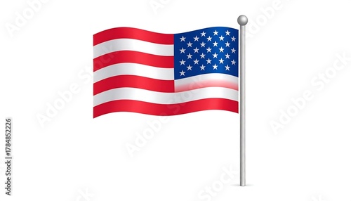 A Vector Illustration of the American Flag Waving on a White Background