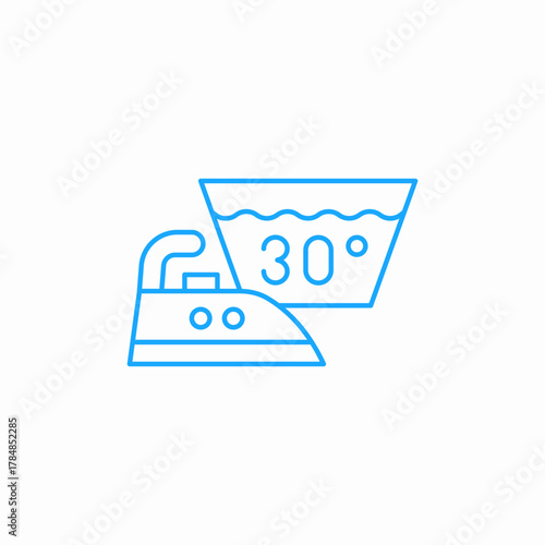 laundry iron 30°c icon sign vector