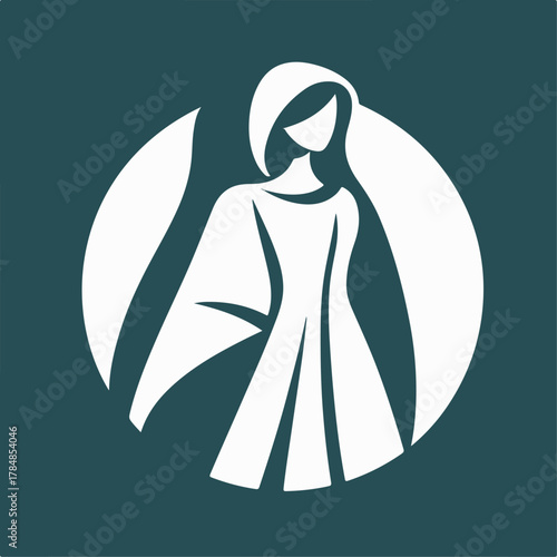 Minimal woman in abaya icon, flat vector style