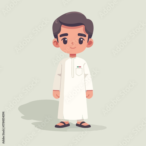 Flat man in traditional thobe outfit, simple design