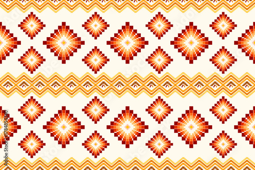 Ethnic Aztec abstract geometric oriental traditional embroidery seamless pattern. Native geometry decorative design for fabric, clothing, border decor, interior, wallpaper, background, texture, print