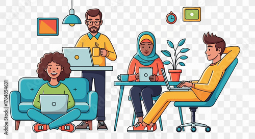 vector illustration of business people working in office