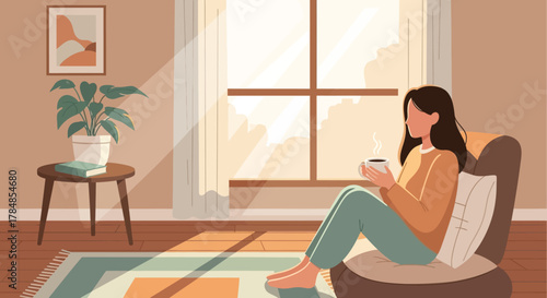 young woman sitting on the windowsill