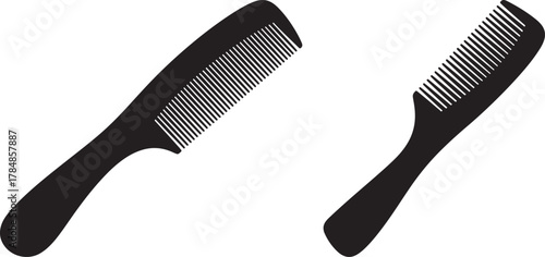 Two black combs in silhouette style