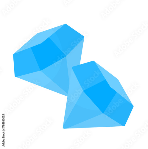 Blue Diamond Stone Illustration Isolated on White Background