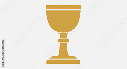 Golden chalice icon. Flat design vector illustration of a holy grail or trophy. Religious communion and victory symbol