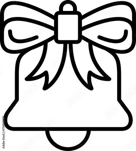 The icon of a large festive bell adorned with ribbons protrudes from its handle at New Year's and Christmas celebrations.