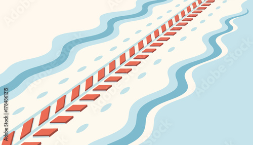Conveyor belt on an abstract background. Isometric vector illustration of a production line for manufacturing and logistics concepts