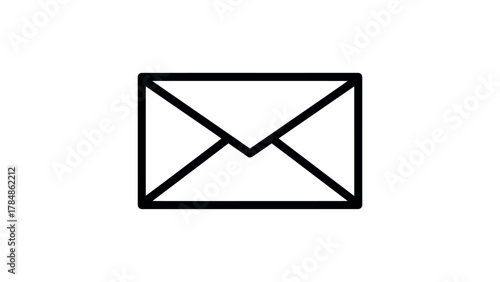 Black outline envelope icon on white background mail