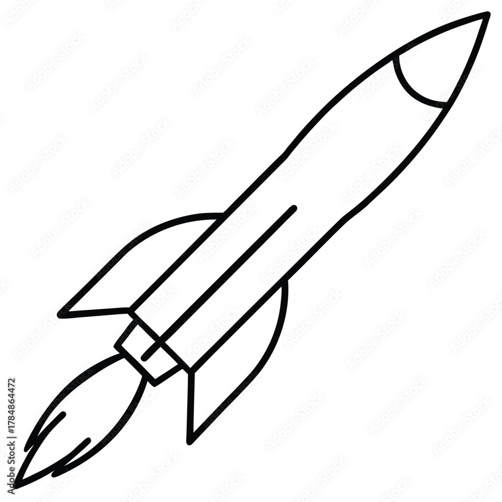 Obraz premium Classic rocket launching with a flame trail