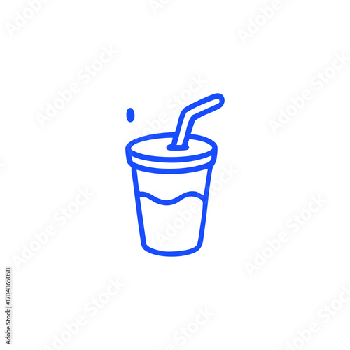 Blue line drawing of a drink