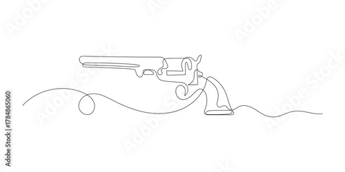 Continuous one line art drawing of gun