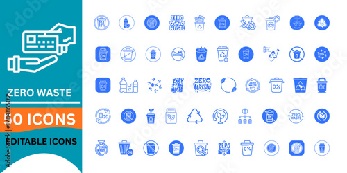 Embrace sustainability with this zero waste icon set, perfect for eco-friendly projects and promoting environmental responsibility, available for your designs