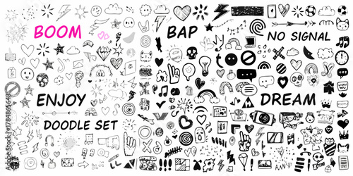 Massive collection of hand drawn doodle icons and symbols for creative design projects