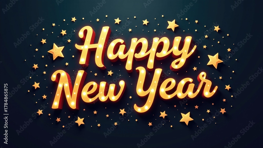 Fototapeta premium New Year celebration with stars on a dark background, perfect for party invitations or event graphics