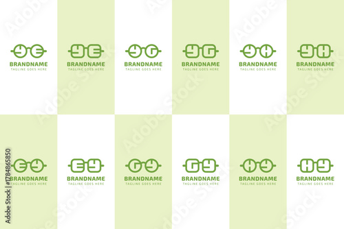 Letters YE EY YG GY YH HY Glasses Optic Logo, for optical company, eyewear stores, or spectacle brands