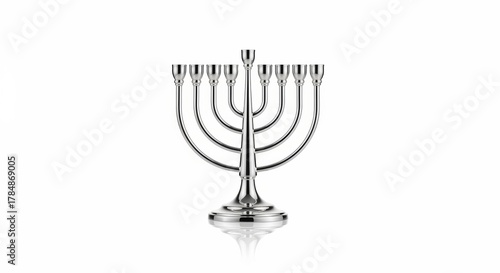 Obraz na płótnie Silver menorah with eight branches on white background 