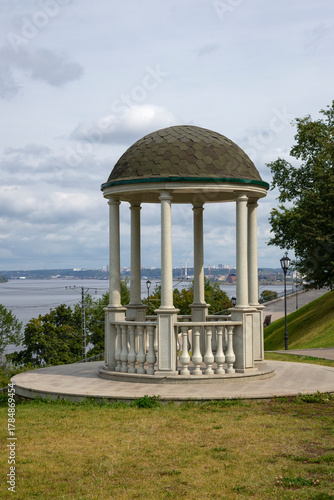 Rotunda on the embankment overlooking the Kama River. Perm, Russia