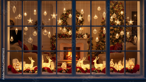 窓辺のクリスマスデコレーション