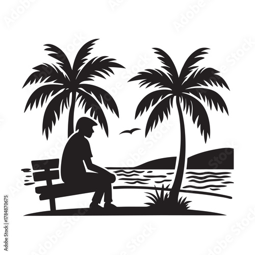 Palm Beach Melancholy Scene Silhouette