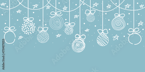 Vector festive background with Christmas balls drawn in runes. Suitable for cards, banners, and invitations.
