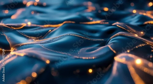 A dynamic, fluid surface moving like a river of lights, with each shift matching the swell of a melody in an orchestral piece  