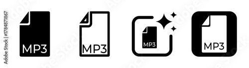 MP3 icon illustration representing music file and saving format concept in modern techno information technology transparent PNG vector design
