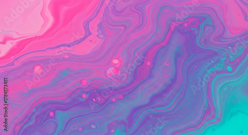 Abstract fluid art with swirling pink purple and turquoise colors