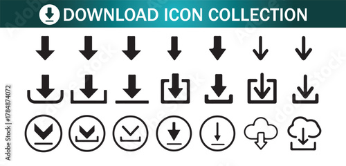 Download icon set. download icon Collection. Files download and upload icons symbol in line and flat style. Vector illustration eps 10