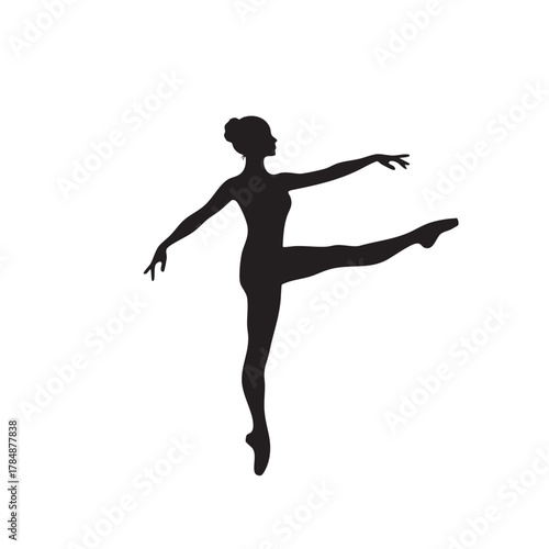 Elegant ballerina silhouette in développé pose