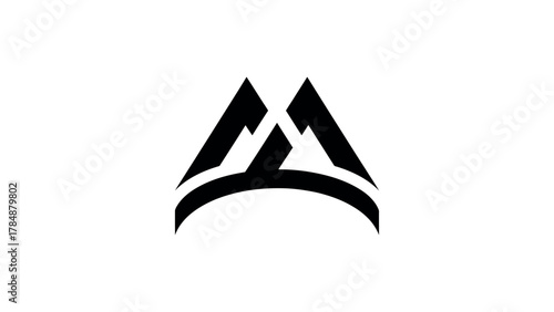 Black abstract mountain peak logo on white background