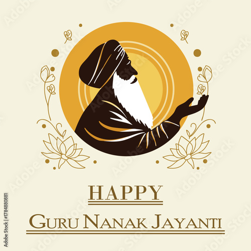 Guru Nanak Jayanti celebration digital illustration design