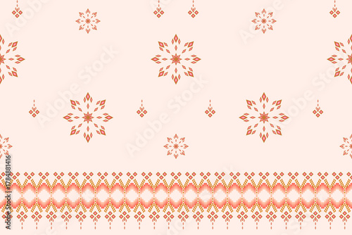 Ikat ethnic geometric abstract embroidery oriental traditional seamless pattern. Native geometry decorative design for fabric, clothing, wallpaper, background, interior, decoration, illustration