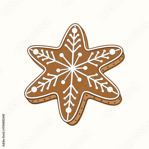 Brown Christmas Cookie Vector Illustration Isolated 