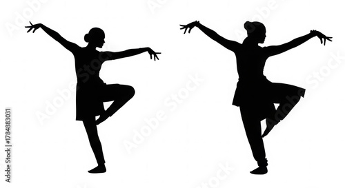 Silhouette of a woman in dance pose isolated on transparent background