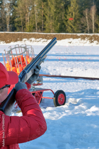  shooter prepared to shoot at a clay pigeon