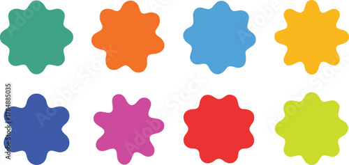 Zig zag wavy shape frames. Vector round abstract clouds, flowers and text boxes