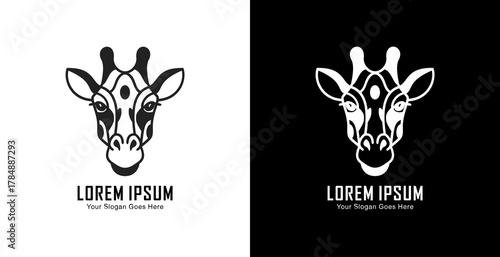 Giraffe head logo design with semi modern line art style