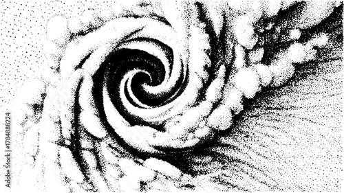 Swirl pattern in black and white. Abstract illustration featuring smooth curves and intricate textures in modern vector style.